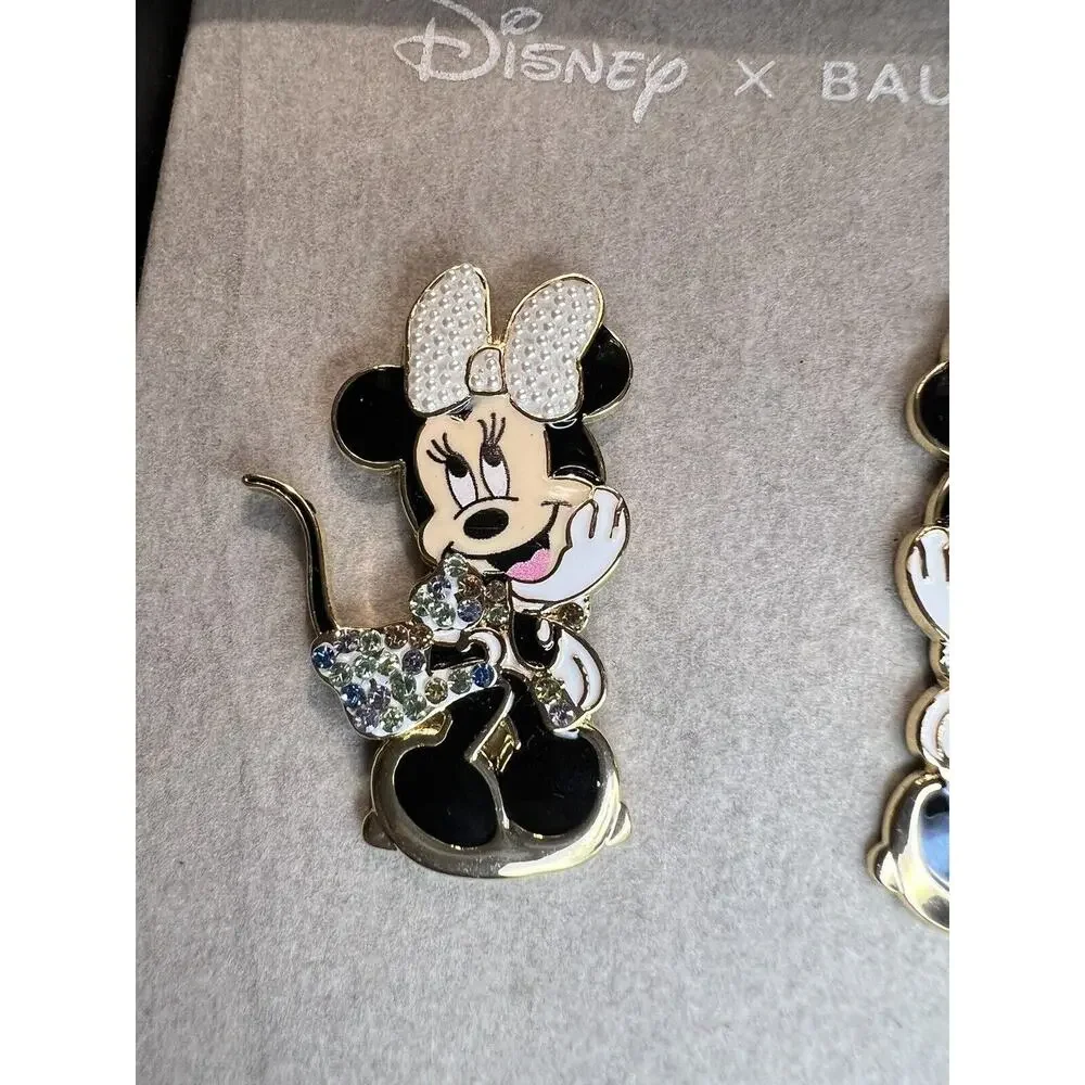 Disney x Baublebar Minnie Mouse Pearl/Rhinestone Enamel Earrings NEW